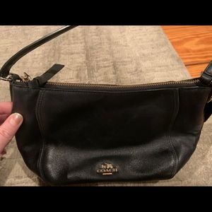 Black leather small coach bag